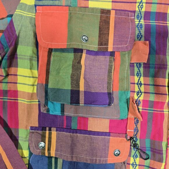 Polo Ralph Lauren Mens XL Fun Shirt Ornament Madras Utility Classic Patchwork - Picture 4 of 12
